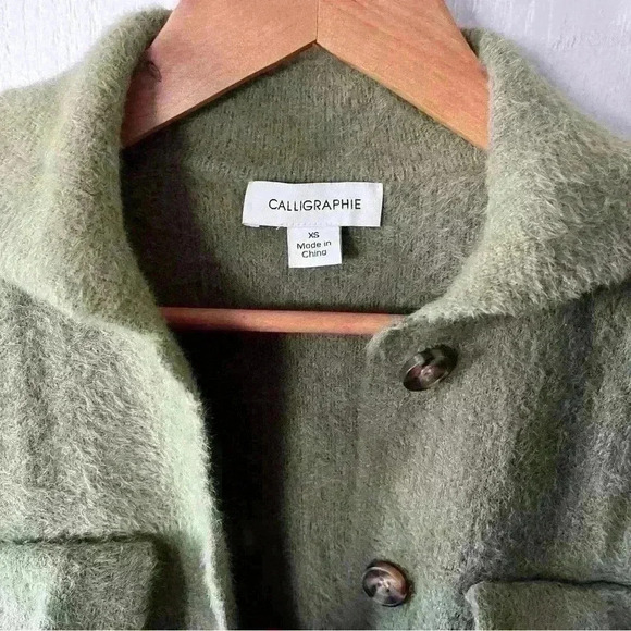 Calligraphie Women’s Cardigan super soft Olive Green Button Front Size XS - Picture 4 of 9